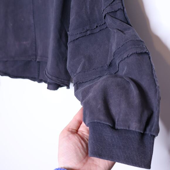 OLI & HALI Acid Wash Exposed Seam Sweatshirt Black Oversized Casual Women's M - Picture 4 of 13